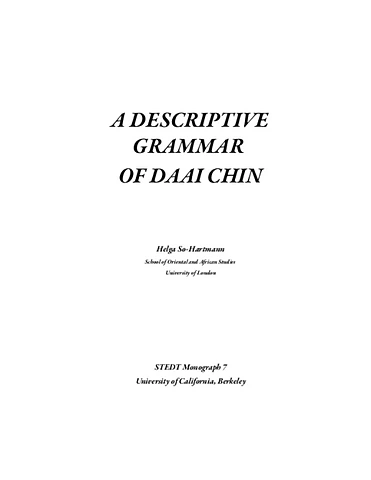 Descriptive Grammer of Daai-Chin 